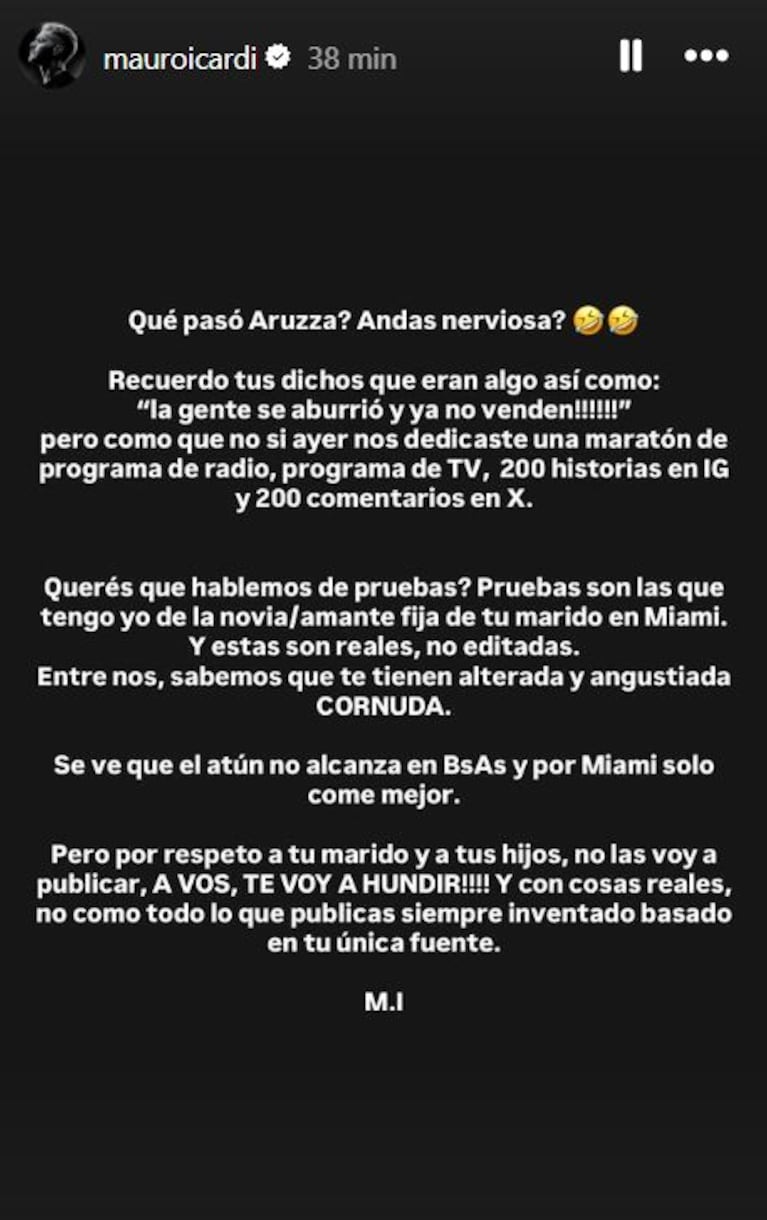Foto: Captura de Instagram Stories (@mauroicardi)