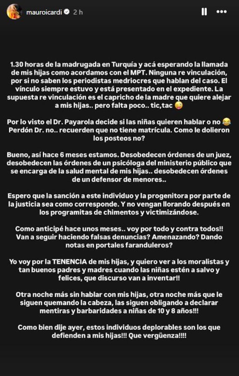 Foto: Captura de Instagram Stories (@mauroicardi)