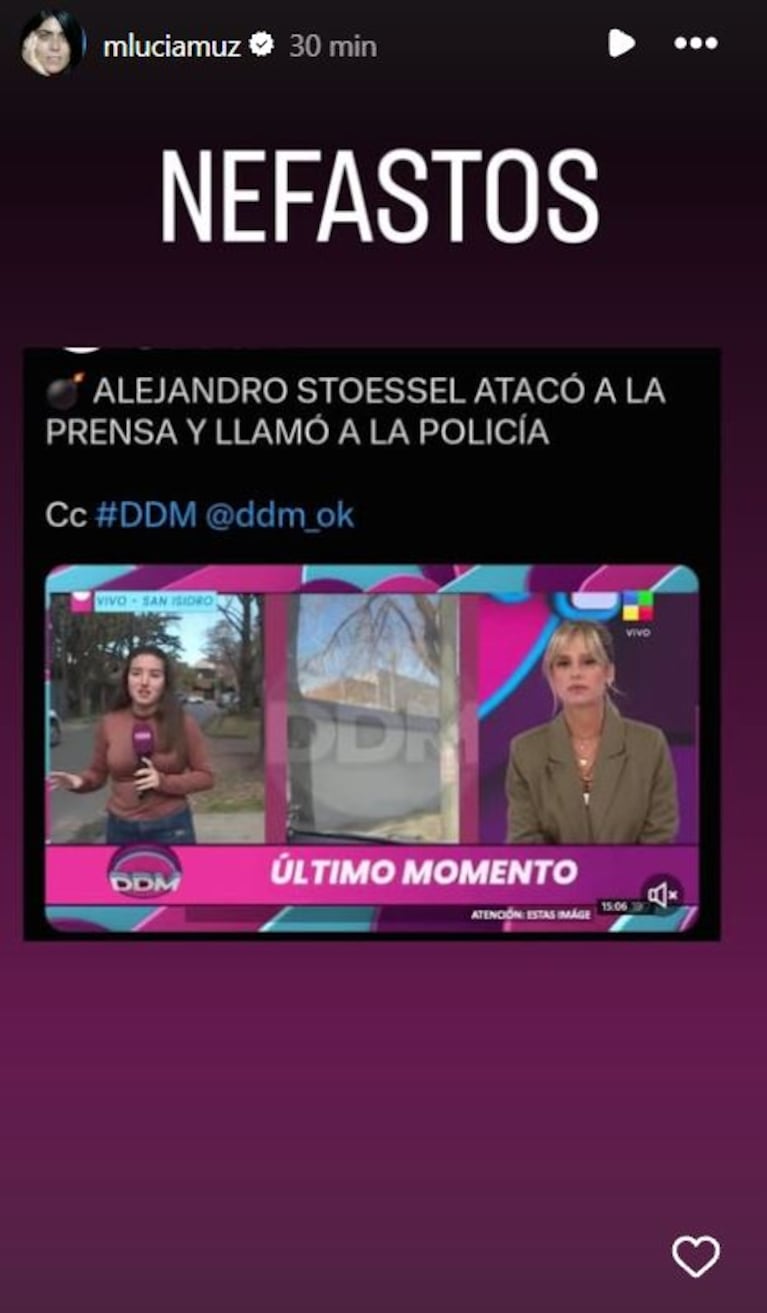 Foto: Captura de Instagram Stories (@mluciamuz)