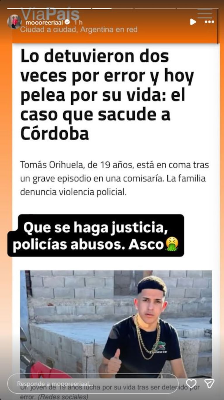 Foto: Captura de Instagram Stories (@moooreeriaal)