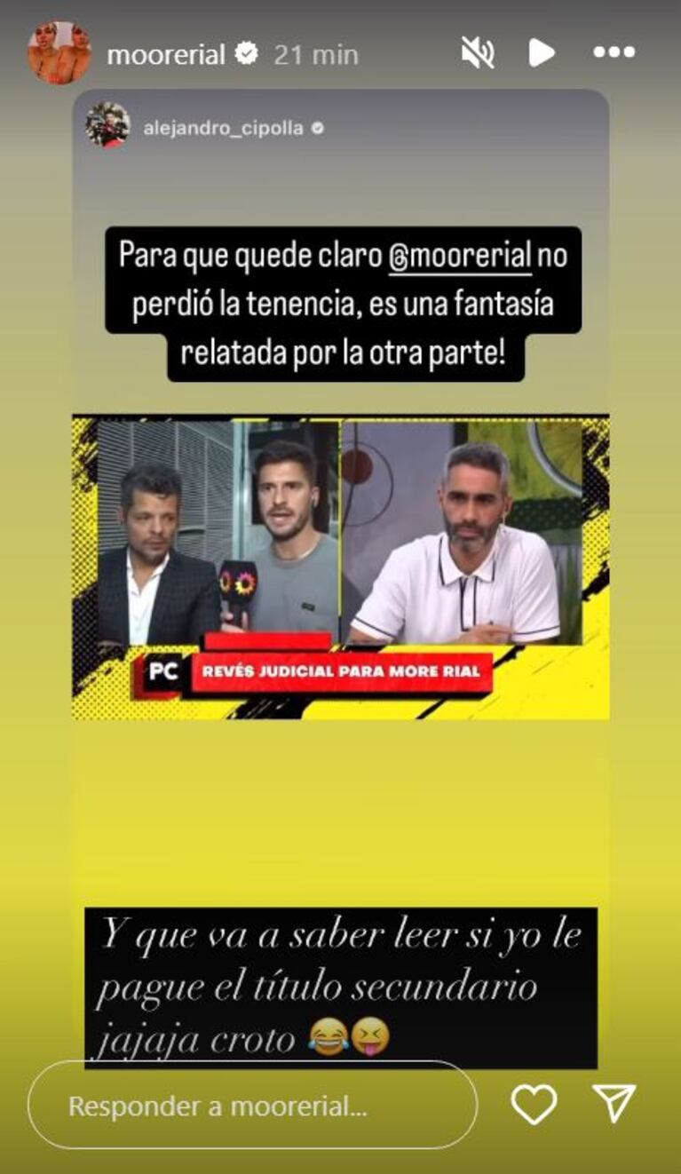 Foto: Captura de Instagram Stories (@moorerial)