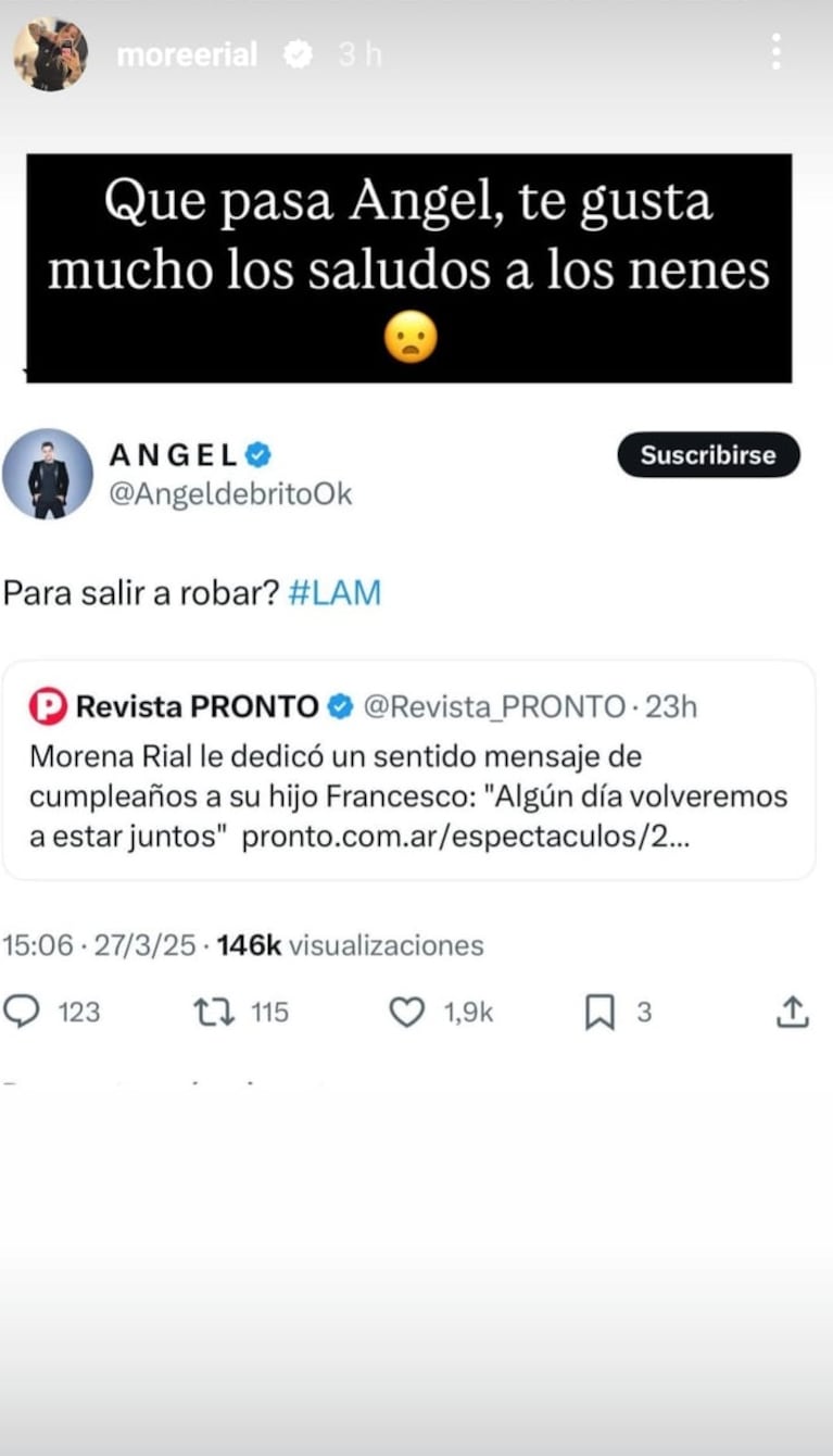 Foto: Captura de Instagram Stories (@moreerial)