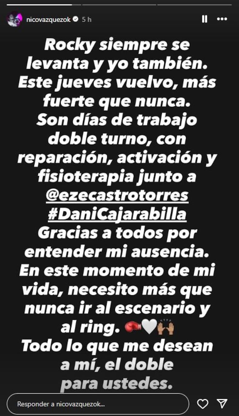 Foto: Captura de Instagram Stories (@nicovazquezok)