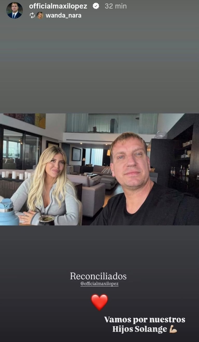 Foto: Captura de Instagram Stories (@officialmaxilopez)