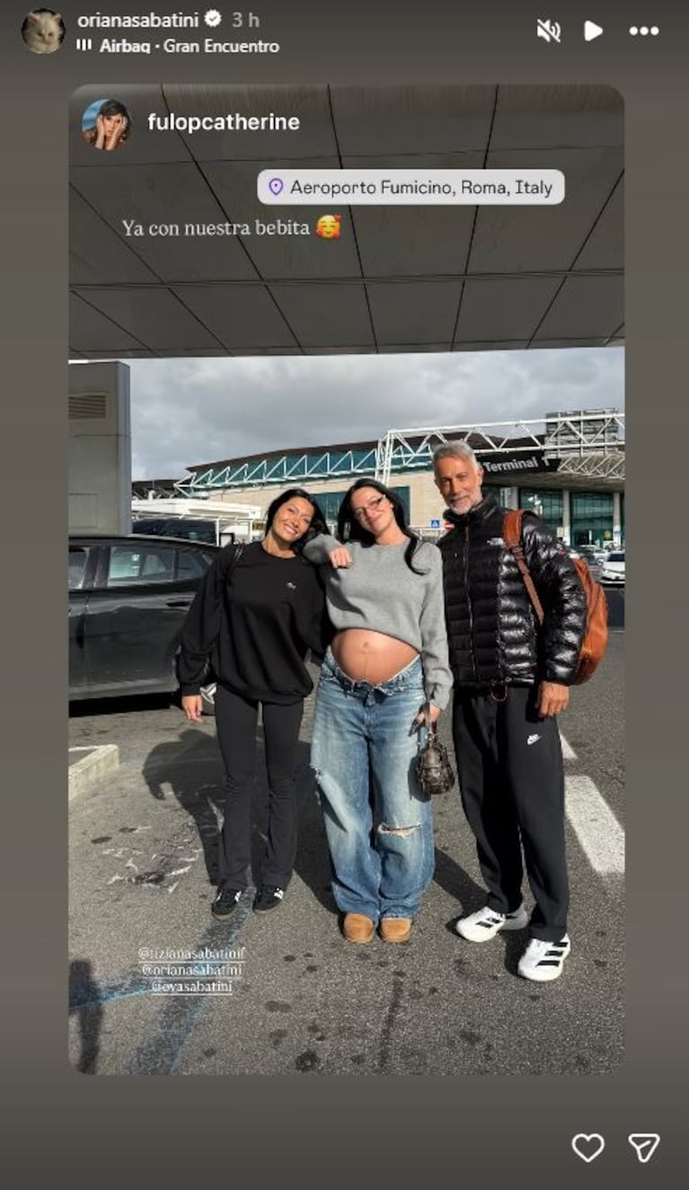 Foto: Captura de Instagram Stories (@orianasabatini)