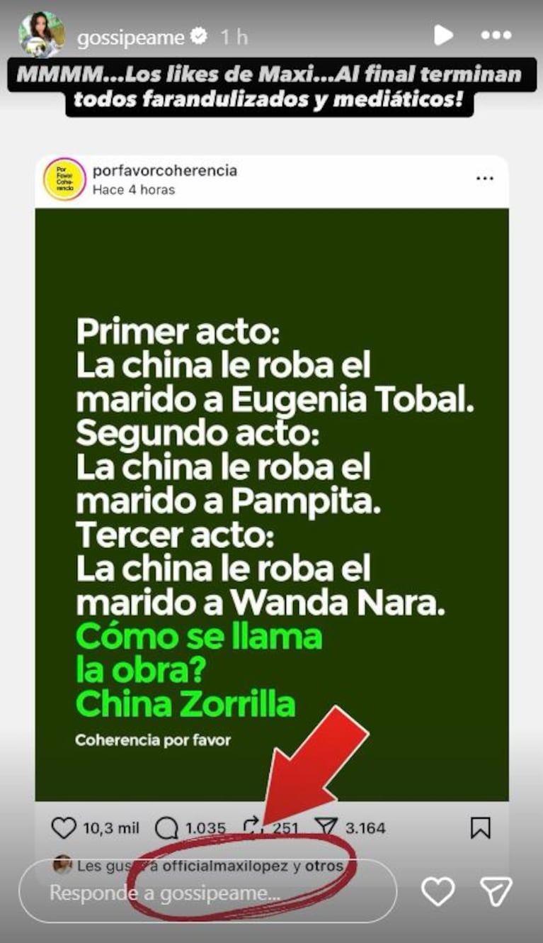 Foto: Captura de Instagram Stories (@pochidegossipeame)