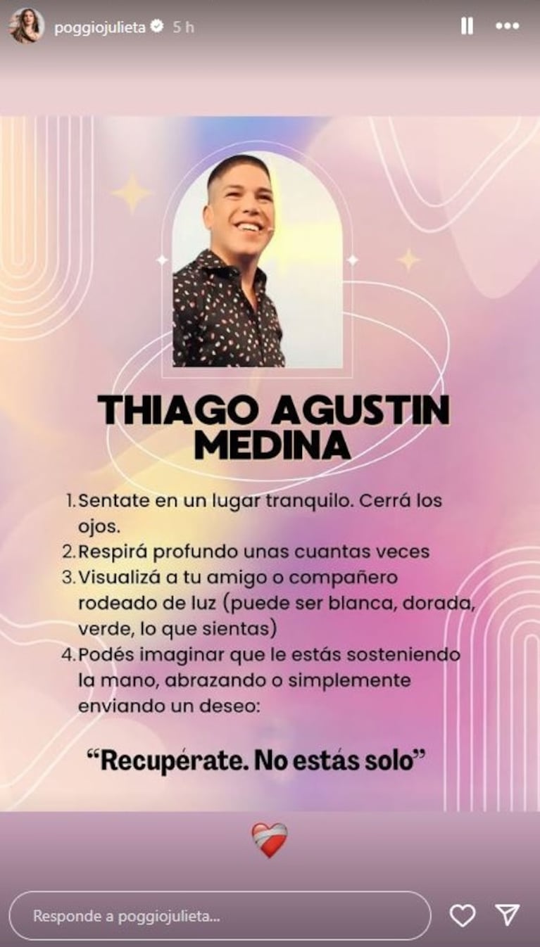 Foto: Captura de Instagram Stories (@poggiojulieta)