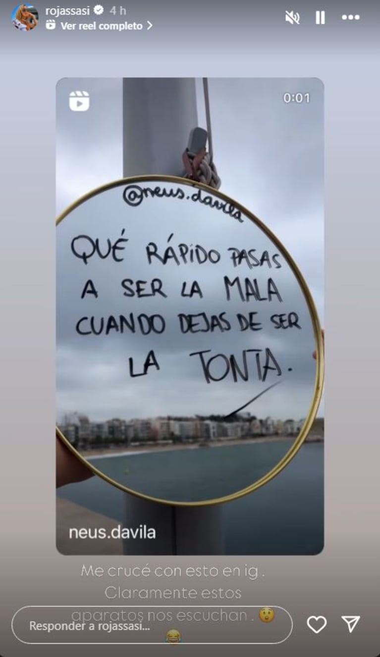 Foto: Captura de Instagram Stories (@rojassasi)