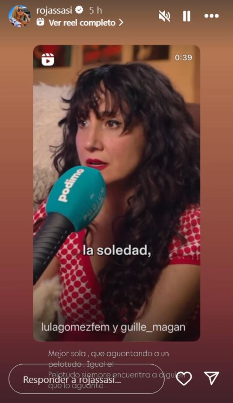 Foto: Captura de Instagram Stories (@rojassasi)
