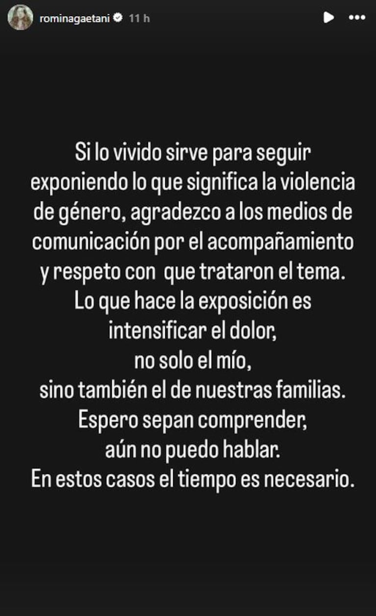 Foto: Captura de Instagram Stories (@rominagaetani)