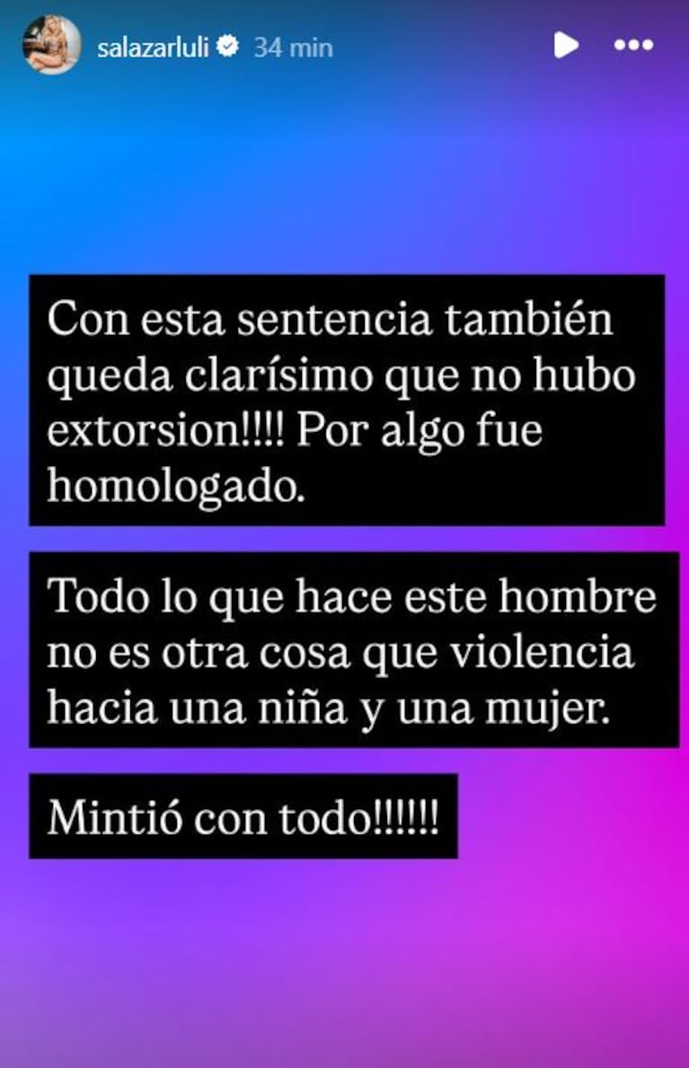 Foto: Captura de Instagram Stories  (@salazarluli)