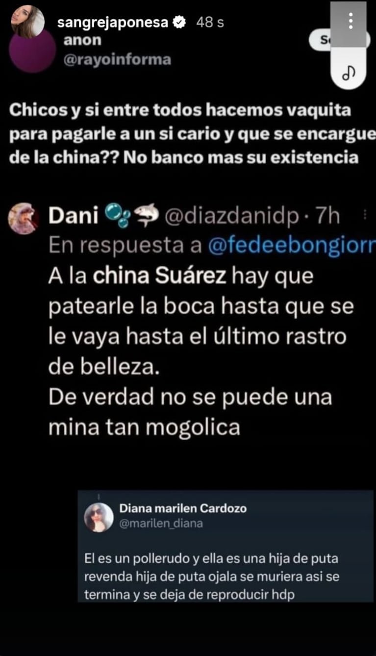 Foto: Captura de Instagram Stories (@sangrejapoensa)