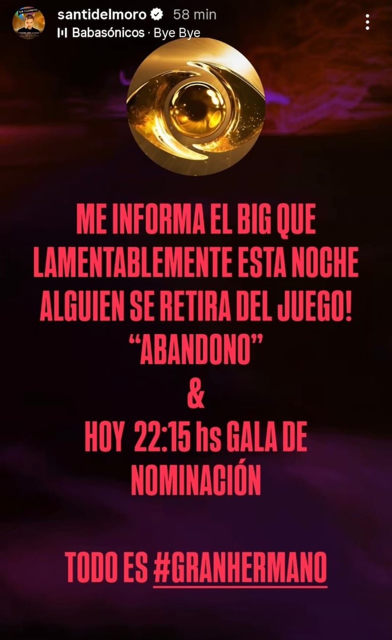 Foto: Captura de Instagram Stories (@santidelmoro)