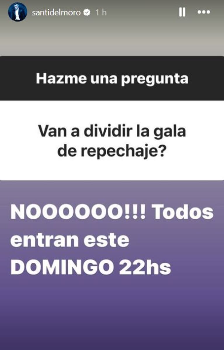 Foto: Captura de Instagram Stories (@santidelmoro)
