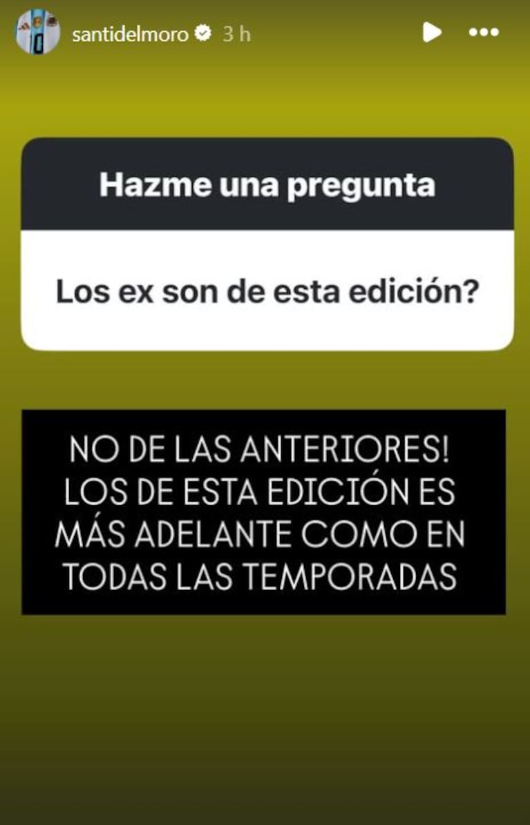 Foto: Captura de Instagram Stories (@santidelmoro)