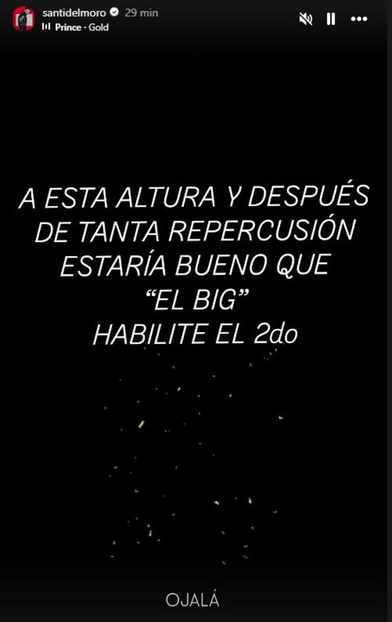 Foto: Captura de Instagram Stories (@santidelmoro)