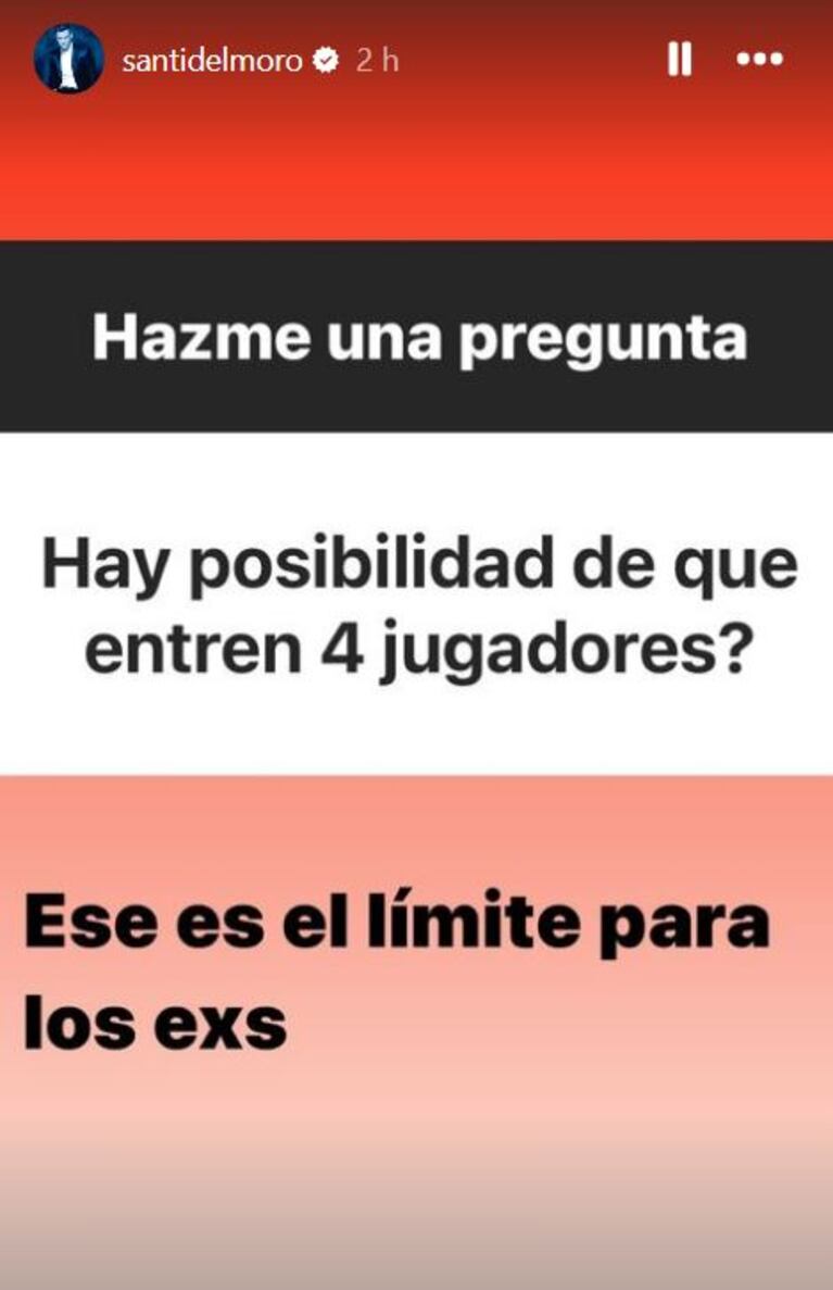 Foto: Captura de Instagram Stories (@santidelmoro)