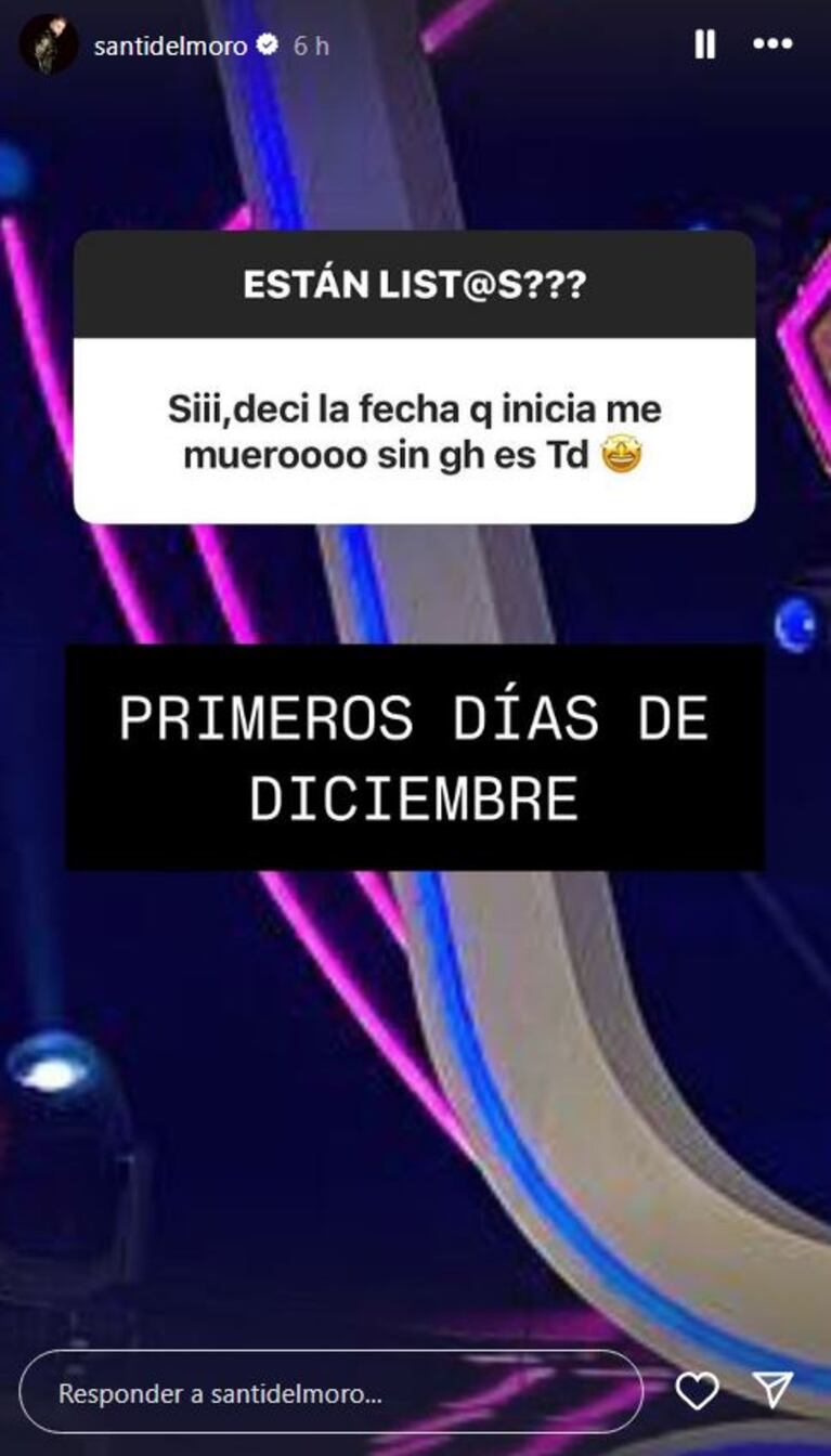 Foto: Captura de Instagram Stories (@santidelmoro)