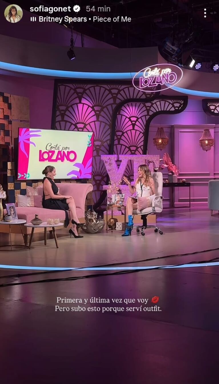 Foto: Captura de Instagram Stories (@sofiagonet)