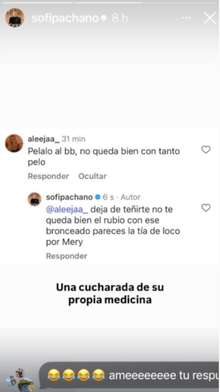 Foto: Captura de Instagram Stories (@sofipachano)
