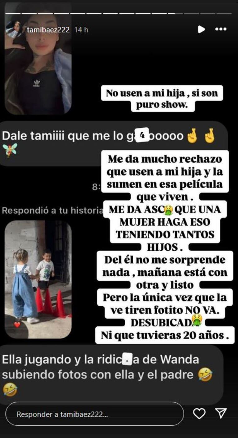 Foto: Captura de Instagram Stories (@tamibaez222)