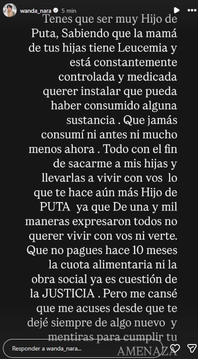 Foto: Captura de Instagram Stories (@wanda_nara)