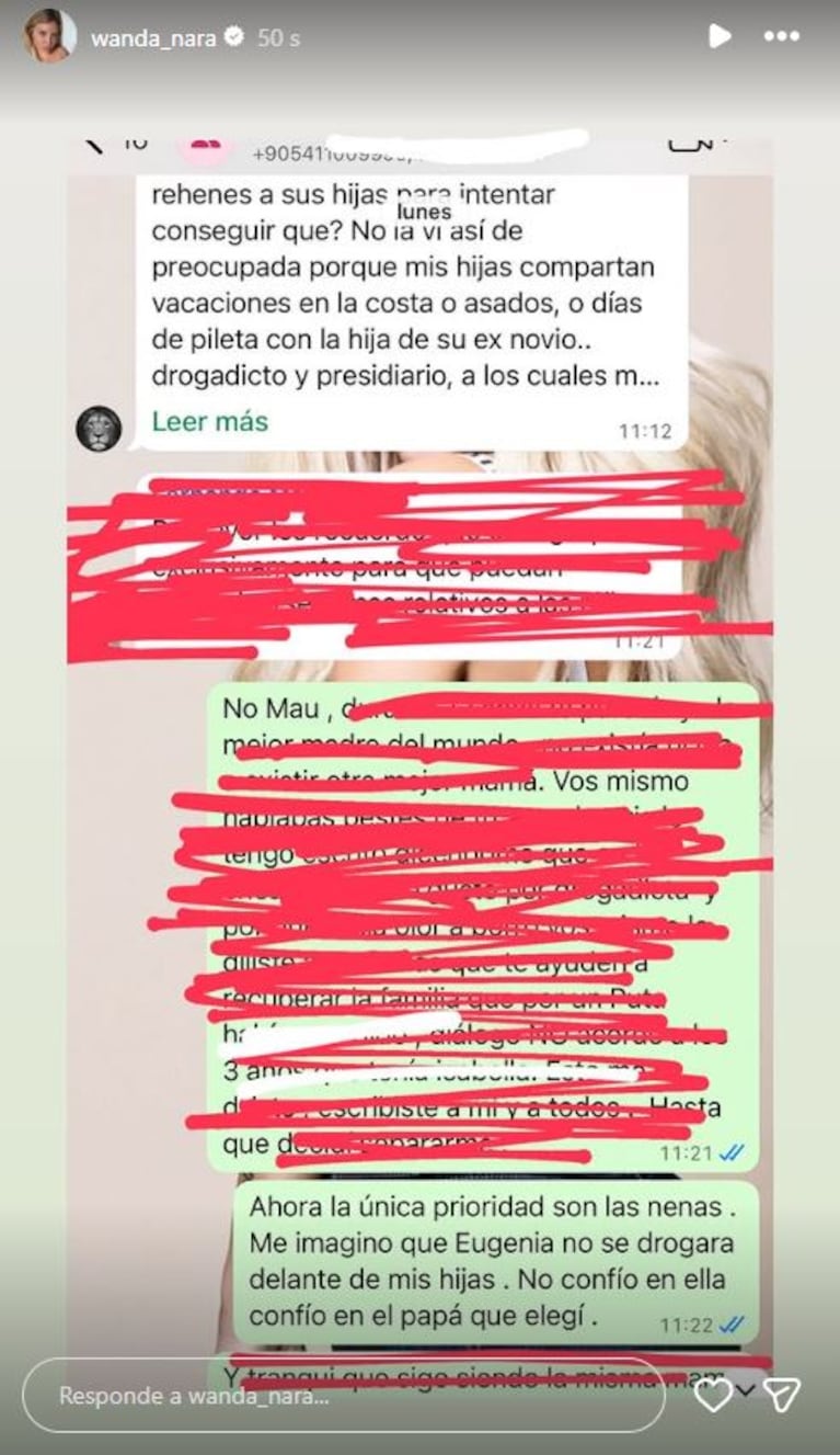 Foto: Captura de Instagram Stories (@wanda_nara)