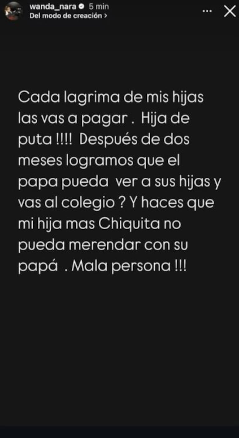 Foto: Captura de Instagram Stories (@wanda_nara)