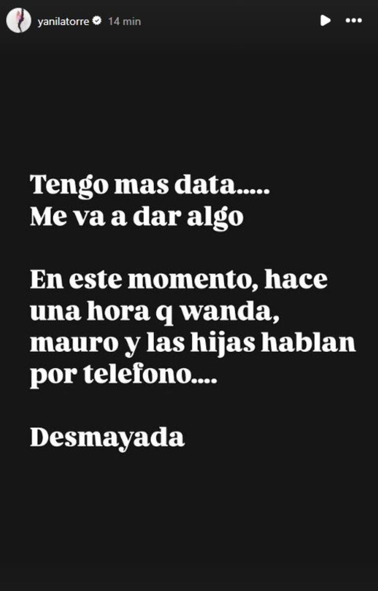 Foto: Captura de Instagram Stories (@yanilatorre)