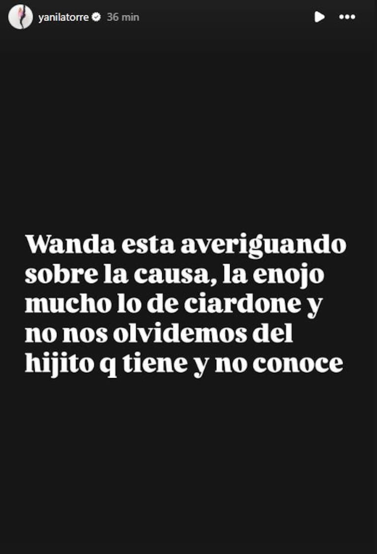 Foto: Captura de Instagram Stories (@yanilatorre)