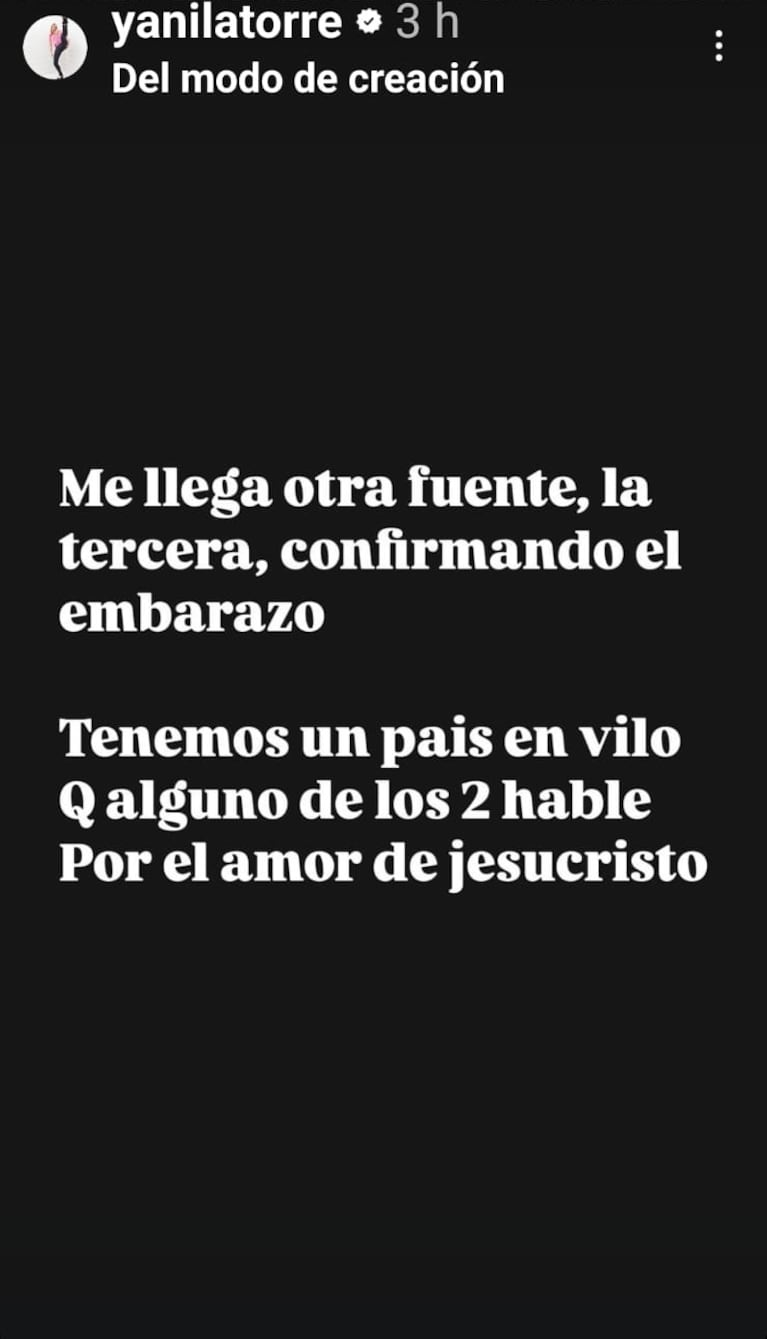 Foto: Captura de Instagram Stories (@yanilatorre)