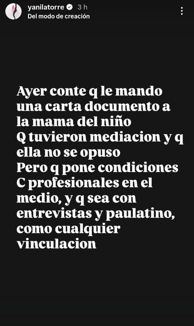 Foto: Captura de Instagram Stories (@yanilatorre)