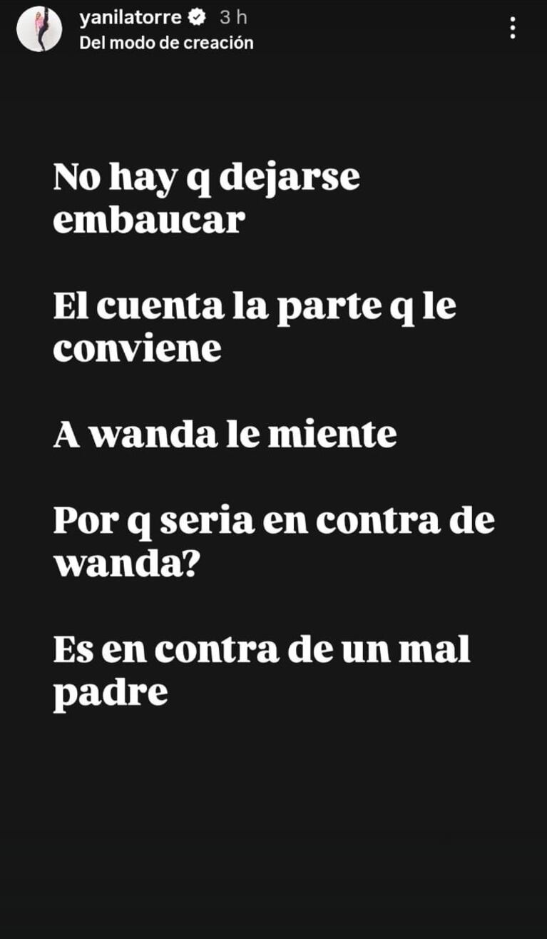 Foto: Captura de Instagram Stories (@yanilatorre)