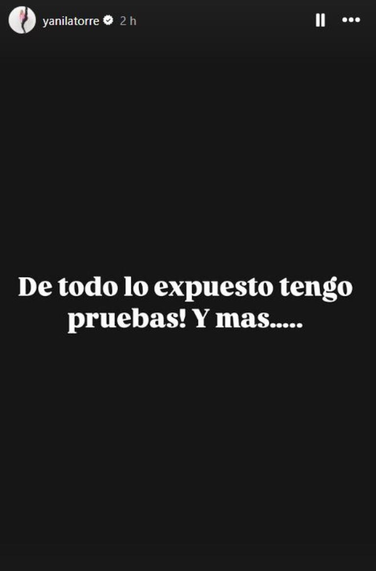 Foto: Captura de Instagram Stories (@yanilatorre)