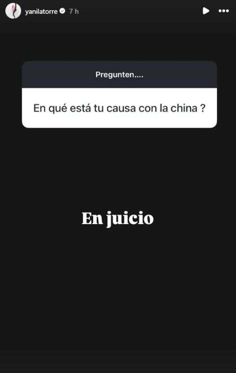 Foto: Captura de Instagram Stories  (@yanilatorre)