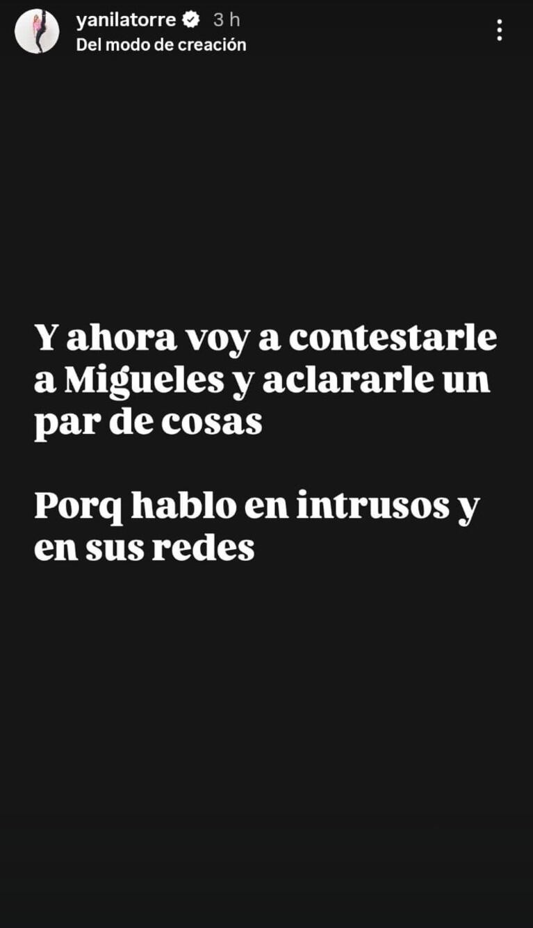 Foto: Captura de Instagram Stories (@yanilatorre)
