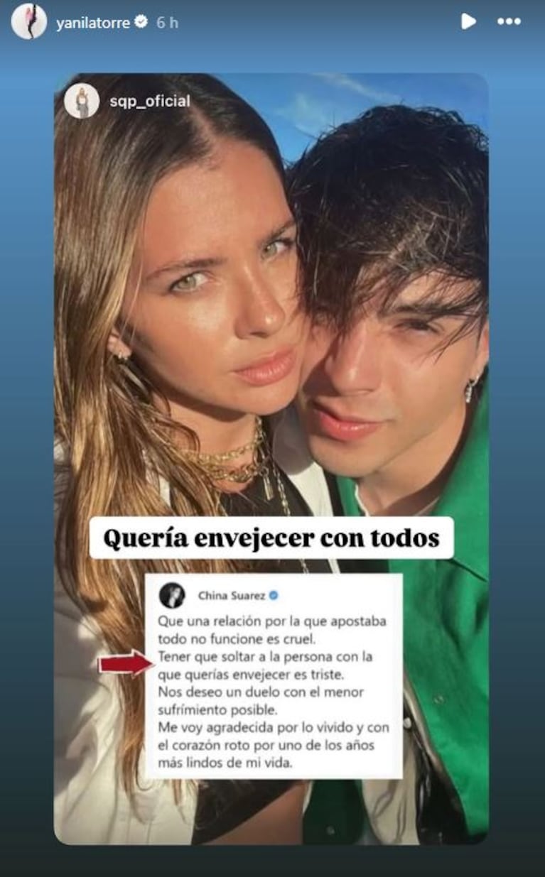 Foto: Captura de Instagram Stories (@yanilatorre)