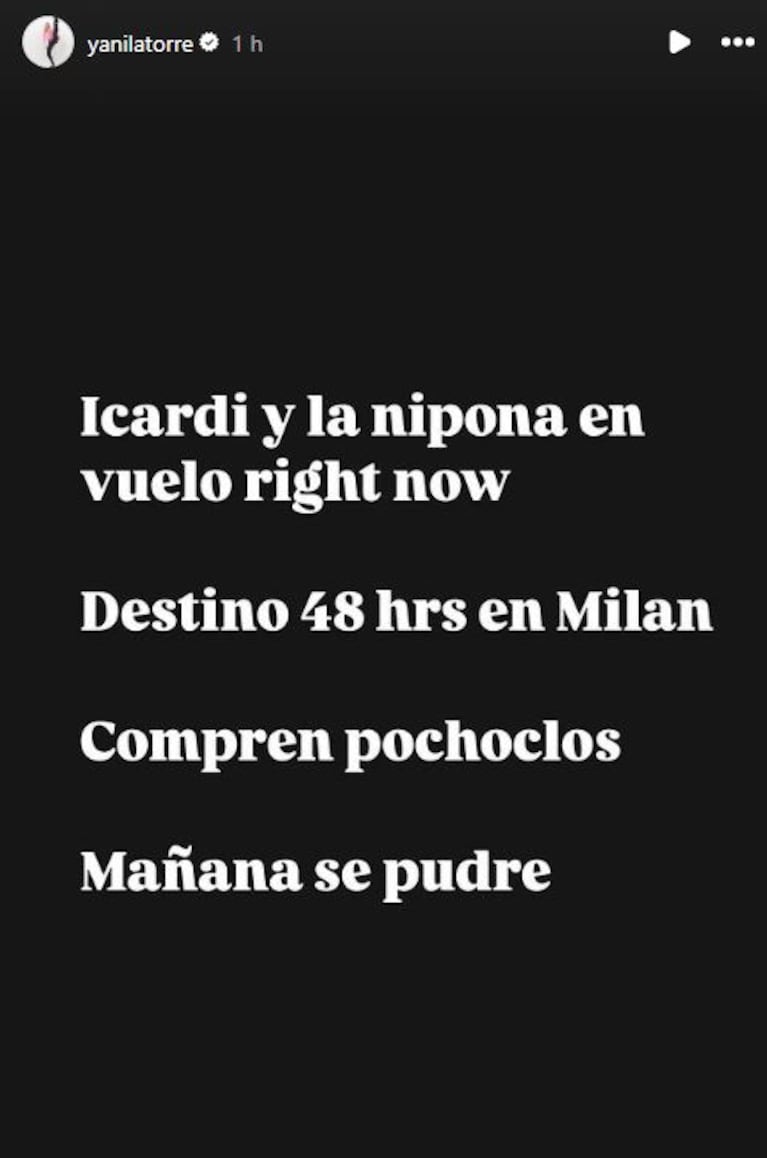 Foto: Captura de Instagram Stories (@yanilatorre)
