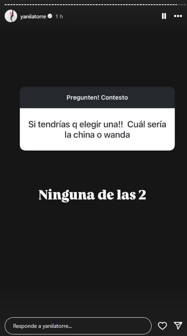 Foto: Captura de Instagram Stories (@yanilatorre)