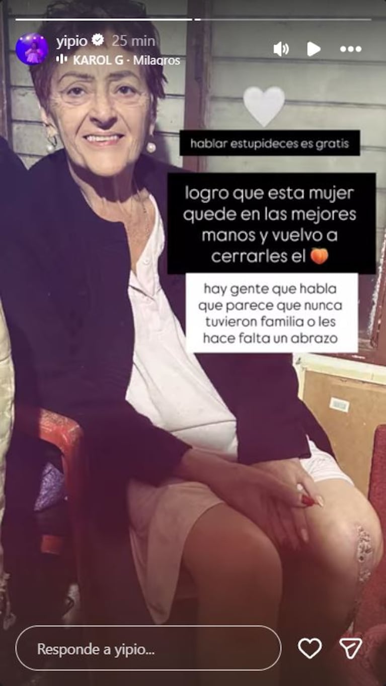 Foto: Captura de Instagram Stories (@yipio)