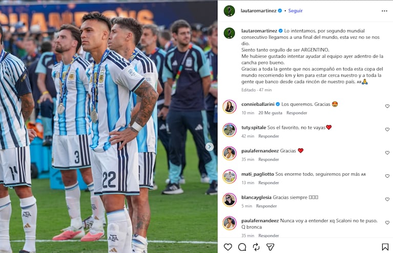 Foto: captura de pantalla de IG Lautaro Martínez
