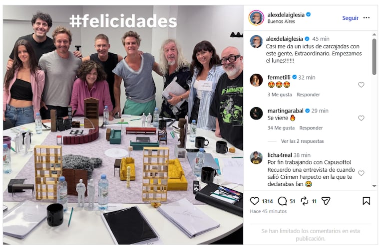 Foto: captura de pantalla de Instagram Álex de la Iglesia