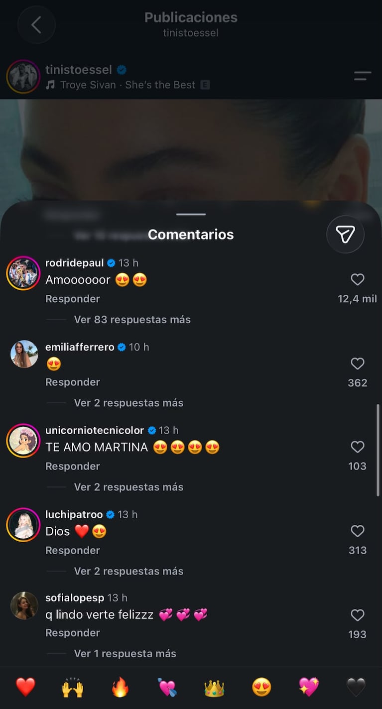 Foto: captura de pantalla de Instagram Tini Stoessel
