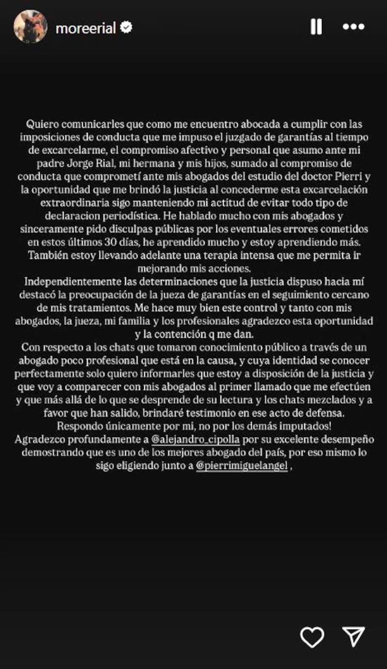 Foto: captura de pantalla del Instagram de Morena Rial.
