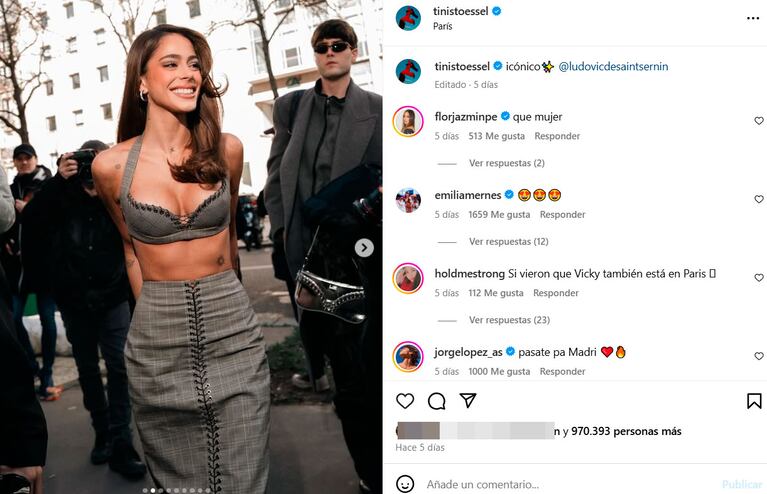 Foto: captura de pantalla del Instagram oficial de Tini Stoessel.