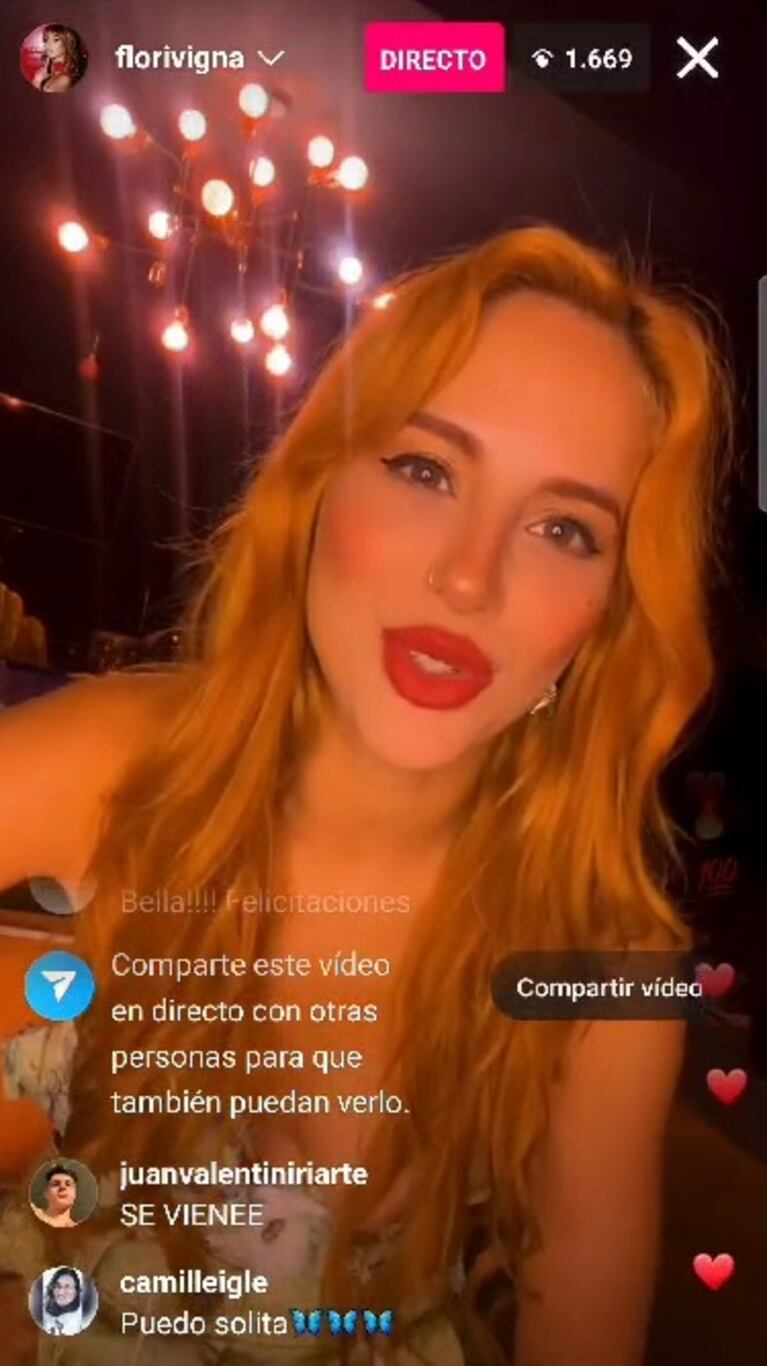 Foto: Captura de vivo de Instagram (@florivigna)