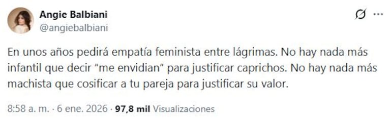 Foto: Captura de X (@angiebalbiani)