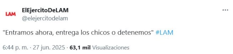 Foto: Captura de X (@elejercitodelam)
