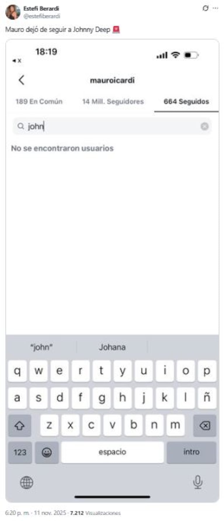 Foto: Captura de X (@estefiberardi)
