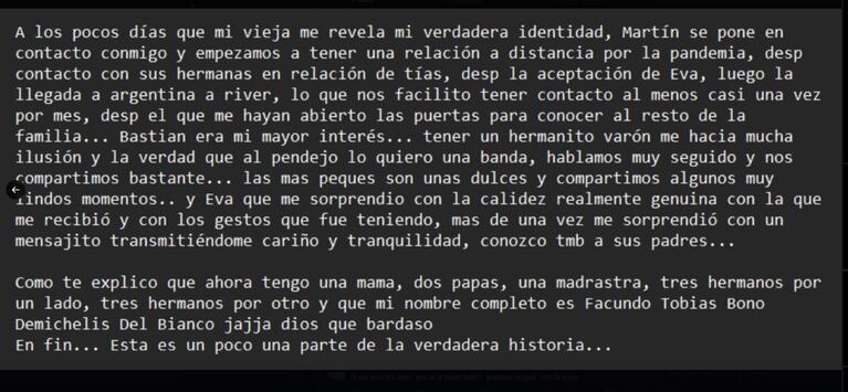 Foto: Captura de X (@facundobono_)